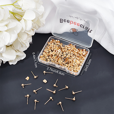 100Pcs 304 Stainless Steel Stud Earring Findings FIND-BBC0001-24-1