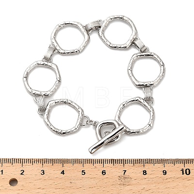 Brass Hexagon Link Chain Bracelets for Women Men BJEW-G740-05P-1