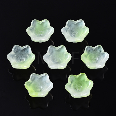 Transparent Two Tone Spray Painted Glass Beads GLAA-Q089-002B-010-1