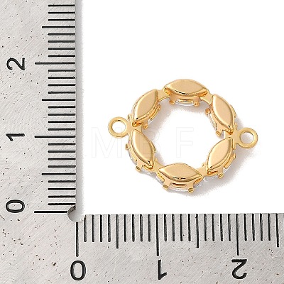 Brass Pave Clear Cubic Zirconia Horse Eye Ring Links Connector Charms X-KK-M294-02G-1