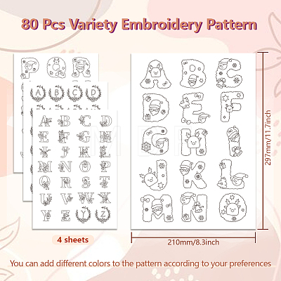 4 Sheets 11.6x8.2 Inch Stick and Stitch Embroidery Patterns DIY-WH0455-227-1