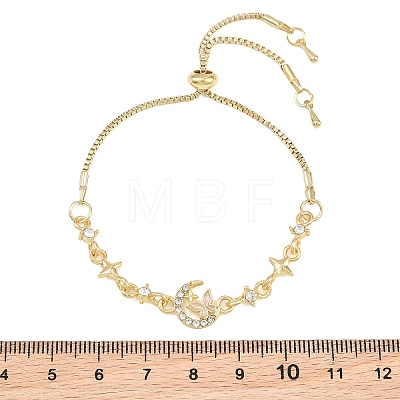 Adjustable Alloy Pave Clear Cubic Zirconia Moon with Butterfly Slider Beacelets for Women AL-CBA3C8B-10G-1