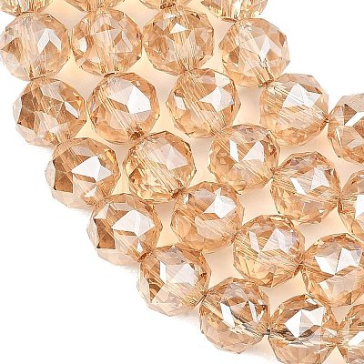 Electroplate Transparent Glass Beads Strands GLAA-H040-01E-1