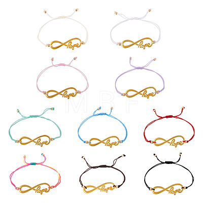 10Pcs 10 Color Alloy Infinity with Hope Link Bracelets Set for Men Women BJEW-TAC0008-01-1