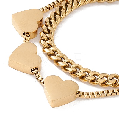 Heart Beaded Double Chains Layered Multi-strand Bracelet STAS-D184-11G-1