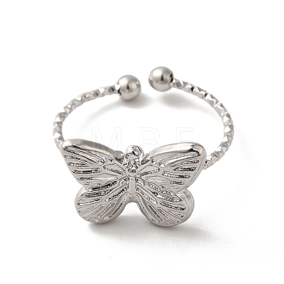 Non-Tarnish 304 Stainless Steel Butterfly Open Cuff Rings for Women X-RJEW-H136-05P-1