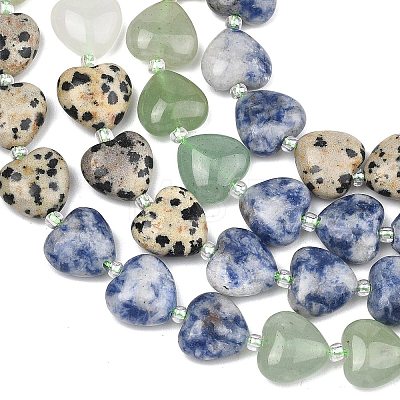 Gradient Color Natural Quartz & Dalmatian Jasper & Blue Spot Jasper & Green Aventurine & Picture Jasper Beads Strands G-B185-A02-1