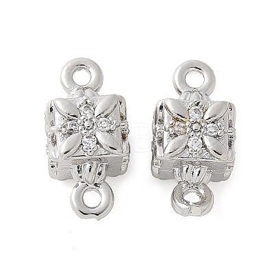 Brass Micro Pave Cubic Zirconia Connector Charms KK-U056-18P-1