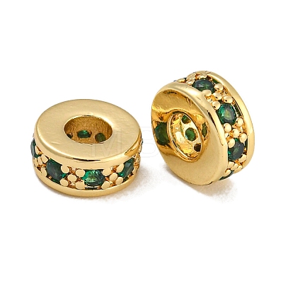 Rack Plating Brass Micro Pave Cubic Zirconia  Beads KK-U030-31G-03-1