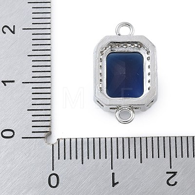 Rack Plating Brass Micro Pave Clear Cubic Zirconia Rectangle Connector Charms KK-A234-028P-02-1