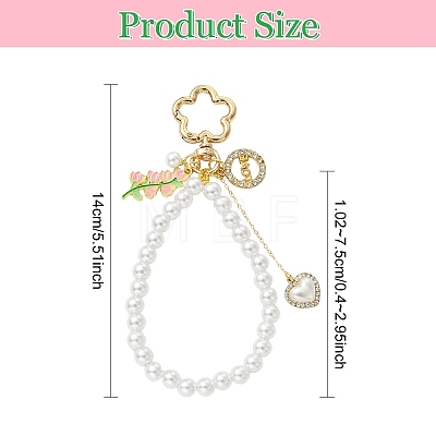 ABS Plastic Pearl Pendant Decorations HJEW-YW00458-1