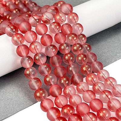 Frosted Transparent Glass Bead Strands X1-GLAA-P065-8mm-06-1