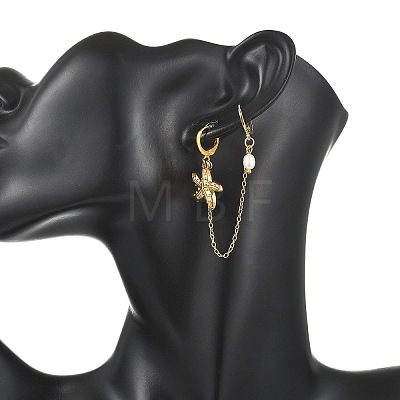 304 Stainless Steel Pendants & Natural Cultured Freshwater Pearl Leverback Earrings EJEW-JE07259-02-1