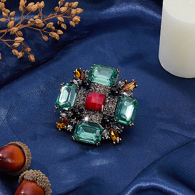 1Pc Tibetan Style Alloy Rhinestone Brooches JEWB-SP0001-16A-1
