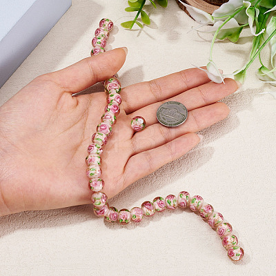 1 Strand Handmade Lampwork Inner Flower Rondelle Beads Strands LAMP-TA0002-72J-1