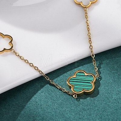 Ion Plating(IP) 304 Stainless Steel & Plastic Flower Pendant Necklaces for Women NJEW-P320-02G-04-1