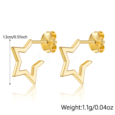 Simple Sterling Silver Star Stud Earrings UU1378-1-1