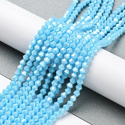 Opaque Solid Color Electroplate Glass Beads Strands EGLA-A039-P4mm-A12-1