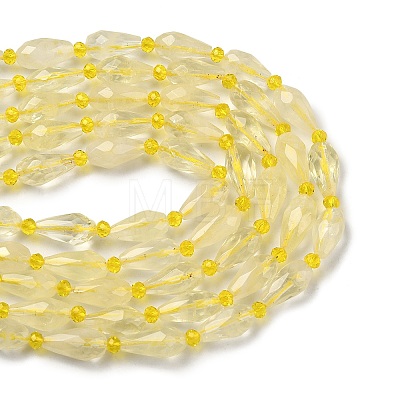 Natural Lemon Quartz(Heated) Beads Strands G-G453-F07-8x16mm-1