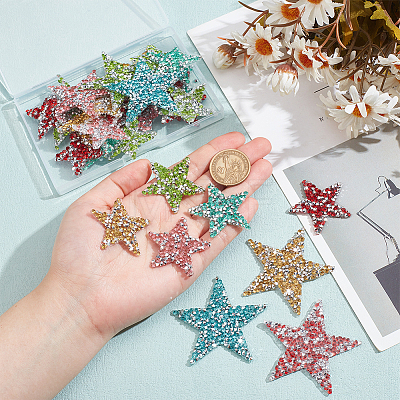 WADORN 30Pcs 10 Styles Star Hotfix Rhinestone DIY-WR0004-13-1