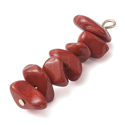 Gradient Color Natural Rhodonite & Natural Red Jasper & Natural Strawberry Quartz Chip Beaded Pendants PALLOY-JF02795-06-1