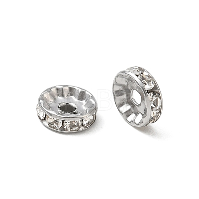304 Stainless Steel Rhinestone Spacer Beads RB-CBA18B7-01P-13-1