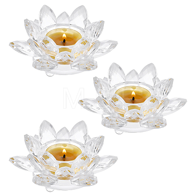 Lotus Shape Glass Candle Holder DJEW-WH0039-176B-1
