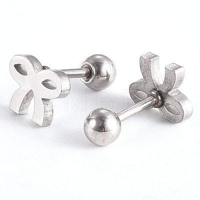 Tarnish Resistant 201 Stainless Steel Barbell Cartilage Earrings EJEW-R147-10-1