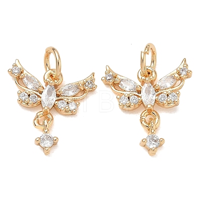 Brass Micro Pave Clear Cubic Zirconia Pendants CU-CBAB0CF-22G-1