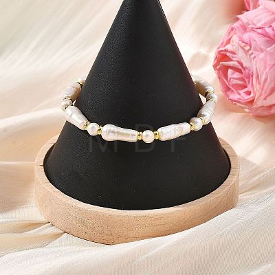 Natural Cultured Freshwater & Baroque Keshi Pearl Beaded Stretch Bracelets for Women BJEW-JB13944-1