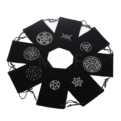 8Pcs 8 Styles Rectangle Black Velvet Craft Drawstring Bags ABAG-CA0001-14-1