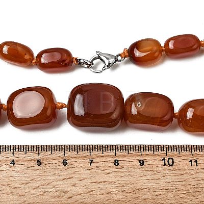 Dyed Natural Red Agate Cuboid Graduated Beaded Necklaces with Alloy Clasps NJEW-C113-01C-1