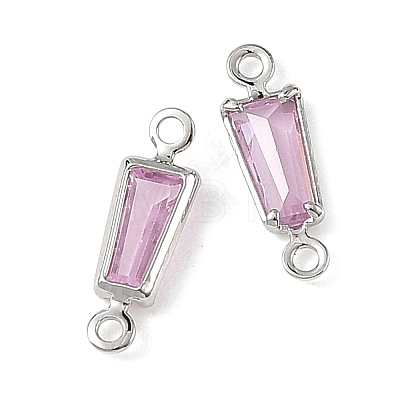 SHEGRACE Brass Pave Cubic Zirconia Trapezoid Connector Charms XGRQ2O907-444B-P-1
