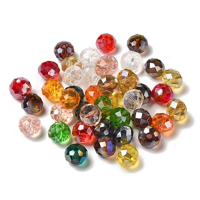 Electroplate Faceted Rondelle AB Color Plated Transparent Glass Beads GLAA-R152-10mm-M2-1