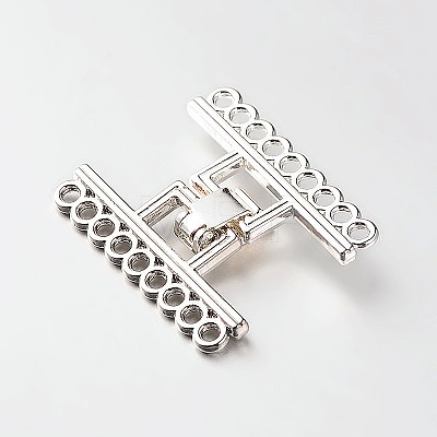 9 Strands Alloy and Brass Fold Over Clasps PALLOY-N0112-04P-1