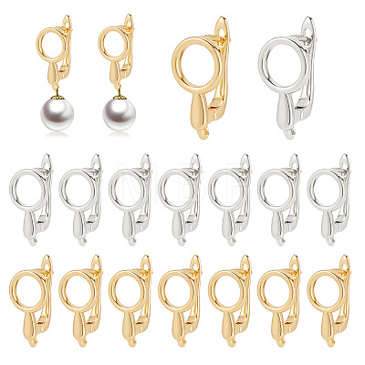 20Pcs 2 Colors Brass Huggie Hoop Earring Findings KK-AR0003-04-1
