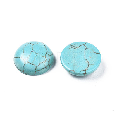 Craft Findings Dyed Synthetic Turquoise Gemstone Flat Back Dome Cabochons TURQ-S266-20mm-01-1
