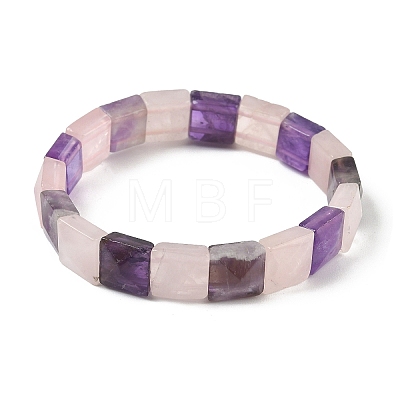 Natural Amethyst & Rose Quartz Beads Stretch Bracelets for Women Men BJEW-C097-06-13-1