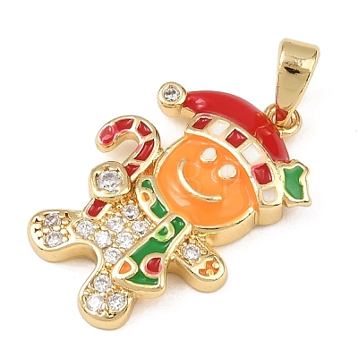 Christmas Brass Micro Pave Cubic Zirconia Pendants KK-K413-01A-G-1