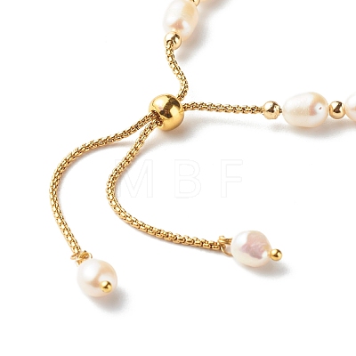 Adjustable Natural Pearl Beads Slider Bracelets BJEW-JB06531-02-1