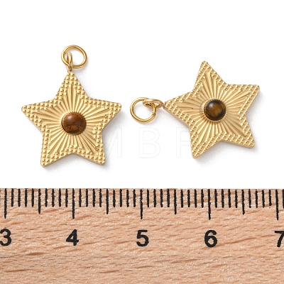 Natural Tiger Eye Star Pendants STAS-Q333-01G-01-1