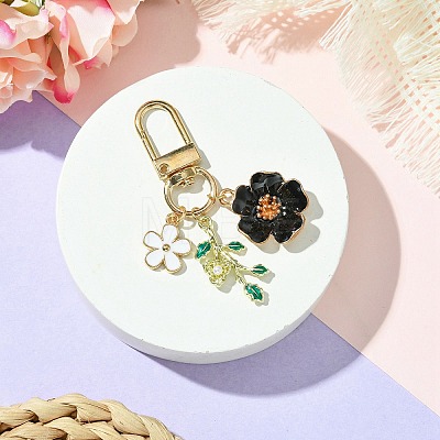 Flower Alloy Enamel Pendant Decorations HJEW-JM02803-02-1