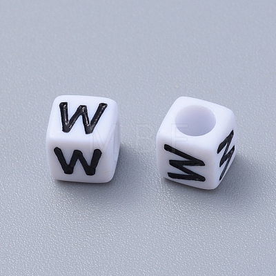 Acrylic Horizontal Hole Letter Beads PL37C9308-W-1