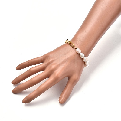 Natural Baroque Pearl Keshi Pearl Beaded Bracelets BJEW-JB05317-1
