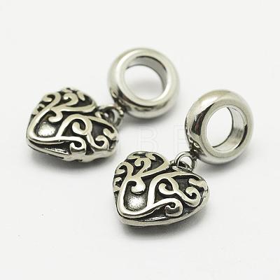 304 Stainless Steel European Dangle Pendants STAS-A032-077AS-1