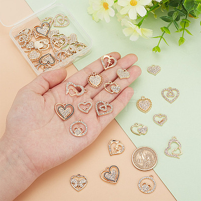 ARRICRAFT 40Pcs 10 Styles Alloy Rhinestone Pendants ALRI-AR0001-10-1