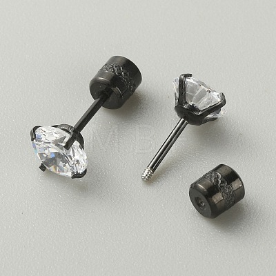 Cubic Zirconia Diamond Stud Earrings EJEW-TAC0015-20B-06-1