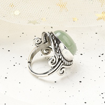 Natural Green Aventurine Adjustable Rings RJEW-I108-01AS-02-1