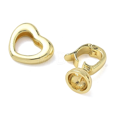 Heart Brass Fold Over Clasps KK-Z143-14G-1