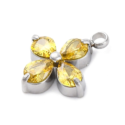 304 Stainless Steel Micro Pave Cubic Zirconia Pendants LS-STAS-U042-06P-04-1